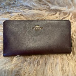 Coach Oxblood Leather Skinny Wallet
